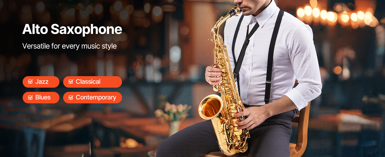 Alto and tenor saxophone display
