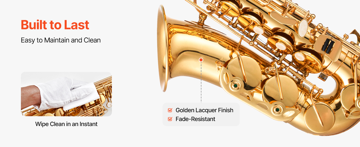 Gold finish saxophone body