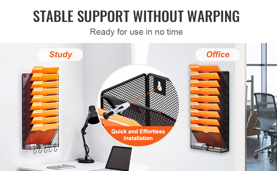 VEVOR File Wall Rack Mesh Wall File Holder 1-Piece 10 Pockets for ...