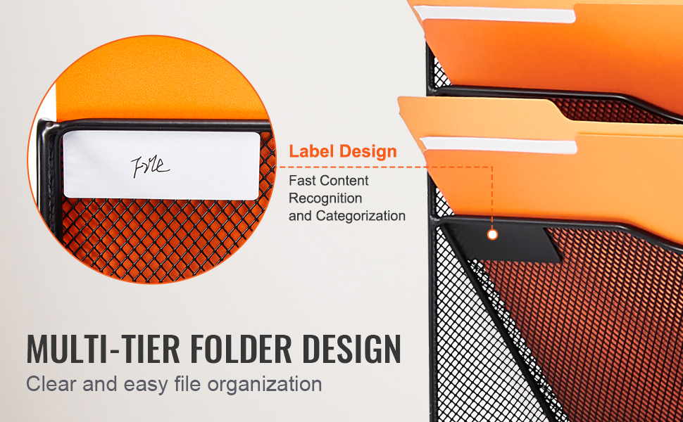 VEVOR File Wall Rack, Two-Piece 10 Pockets Mesh Wall File Holder, Wall ...