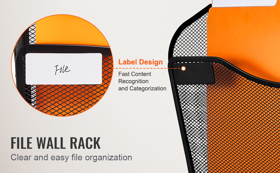 VEVOR File Wall Rack Mesh Wall File Holder 3-Piece 1 Pocket for Office ...