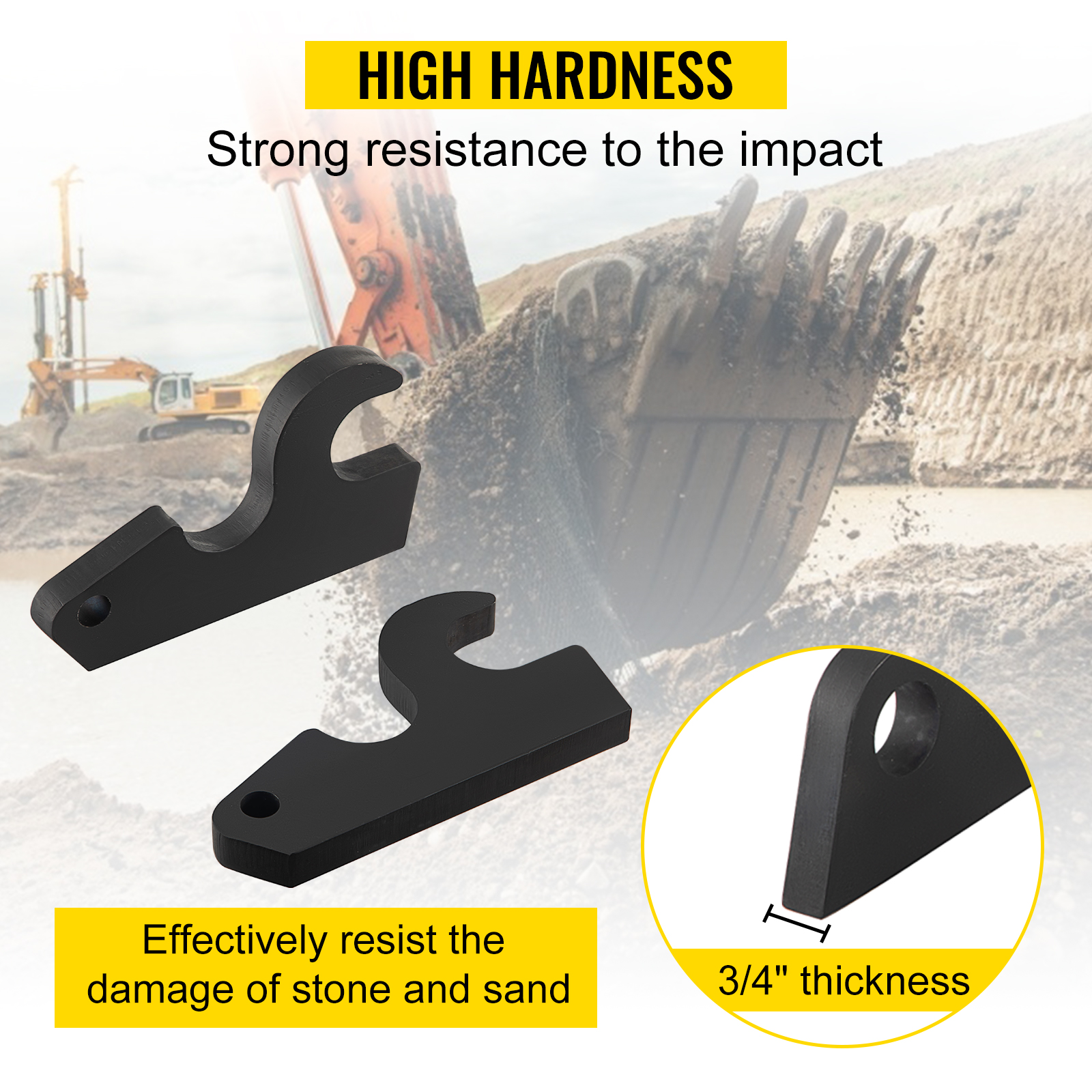 VEVOR Quick Attach Bucket Ears, 3/4’’ Thickness Excavator Bucket Ears, 2pcs Bucket Ears