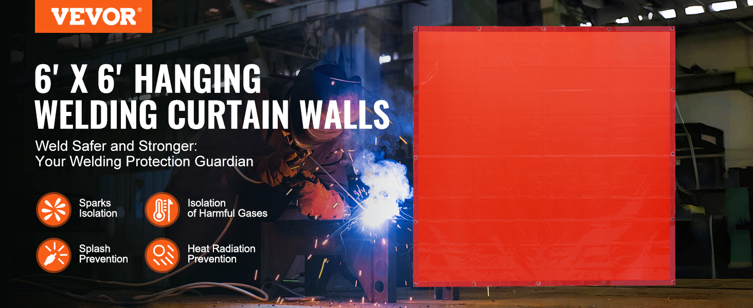 VEVOR Welding Curtain Screen, 6' x 6' Hanging Welding Curtain Wall