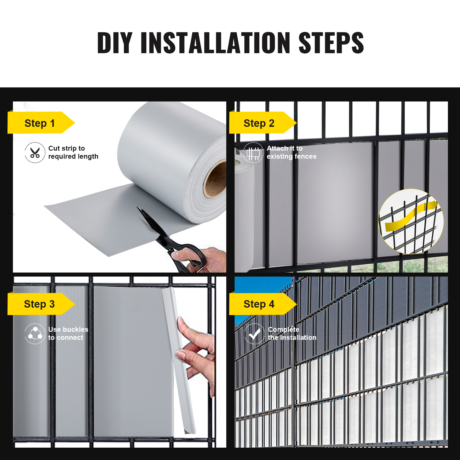 VEVOR Vevor Balcony Privacy Screen Privacy Strip Fence 4 Rolls 65 Mx19