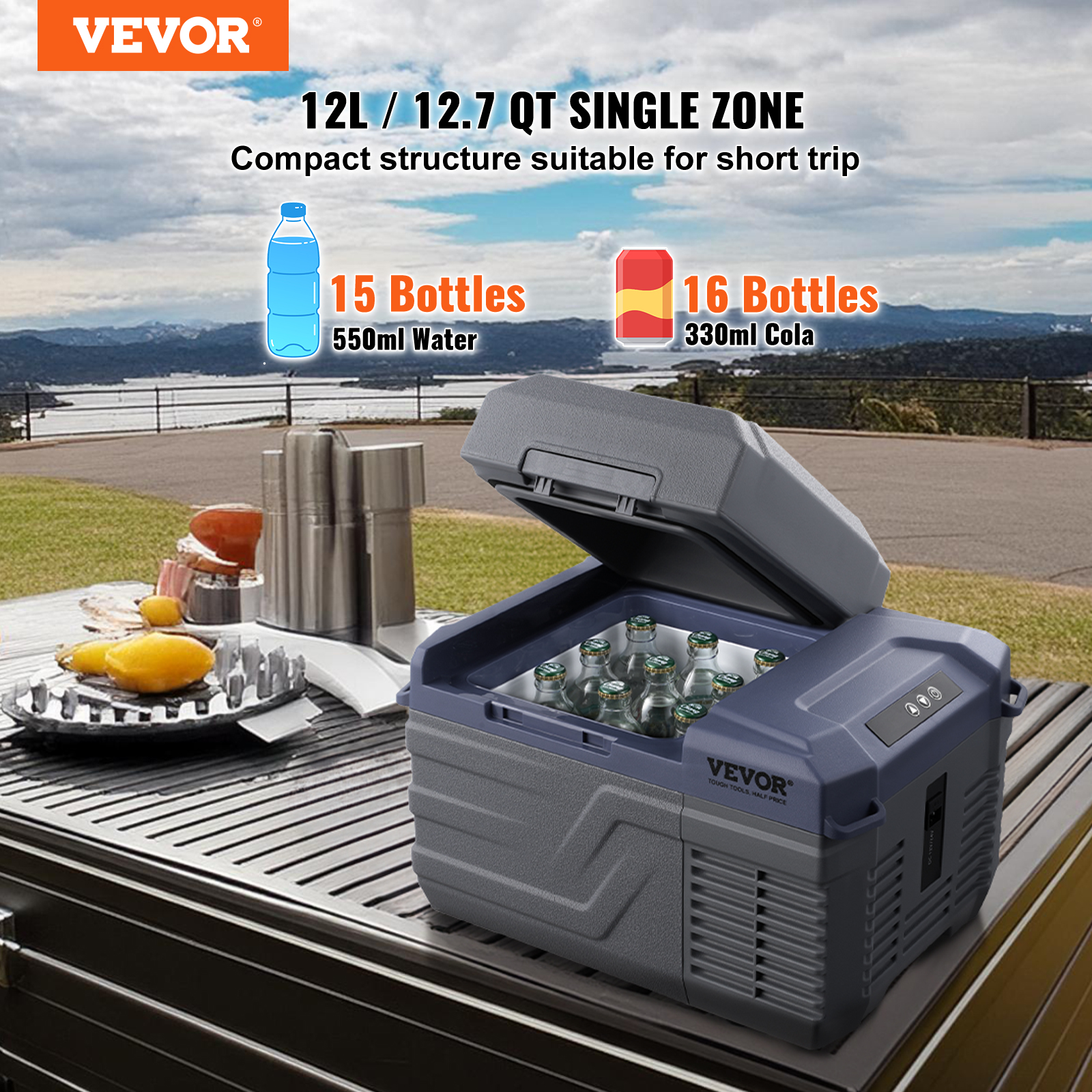 VEVOR 8/15/20/25/30/45/50/75L Portable Car Refrigerator Freezer Single Zone APP