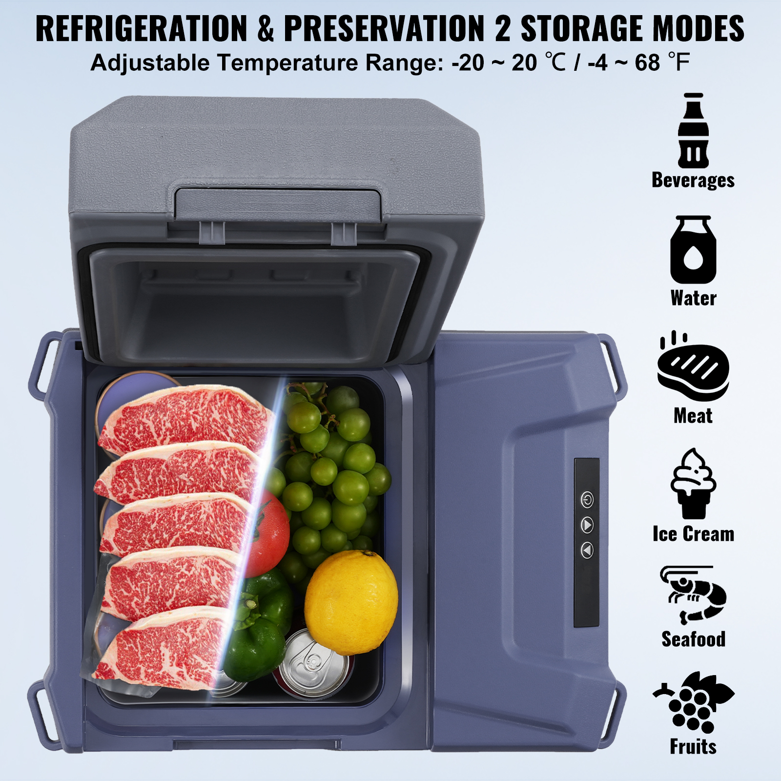 VEVOR 8/15/20/25/30/45/50/75L Portable Car Refrigerator Freezer Single Zone APP