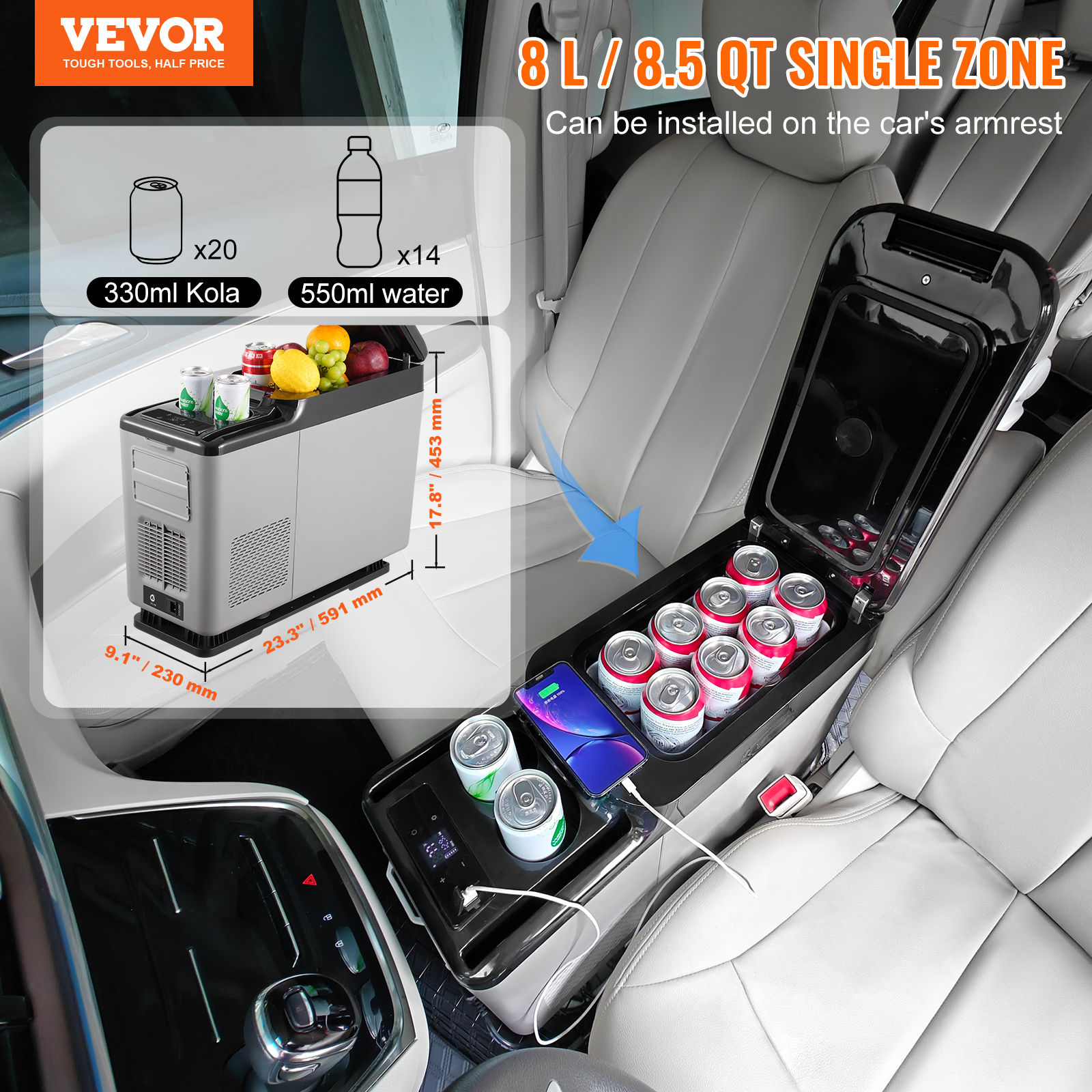 VEVOR 8/15/20/25/30/45/50/75L Portable Car Refrigerator Freezer Single Zone APP