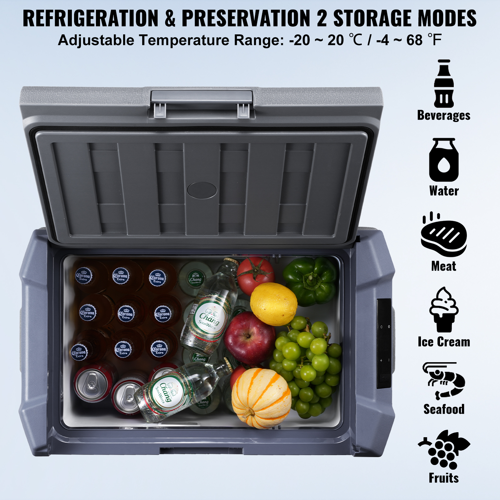 VEVOR 8/15/20/25/30/45/50/75L Portable Car Refrigerator Freezer Single Zone APP