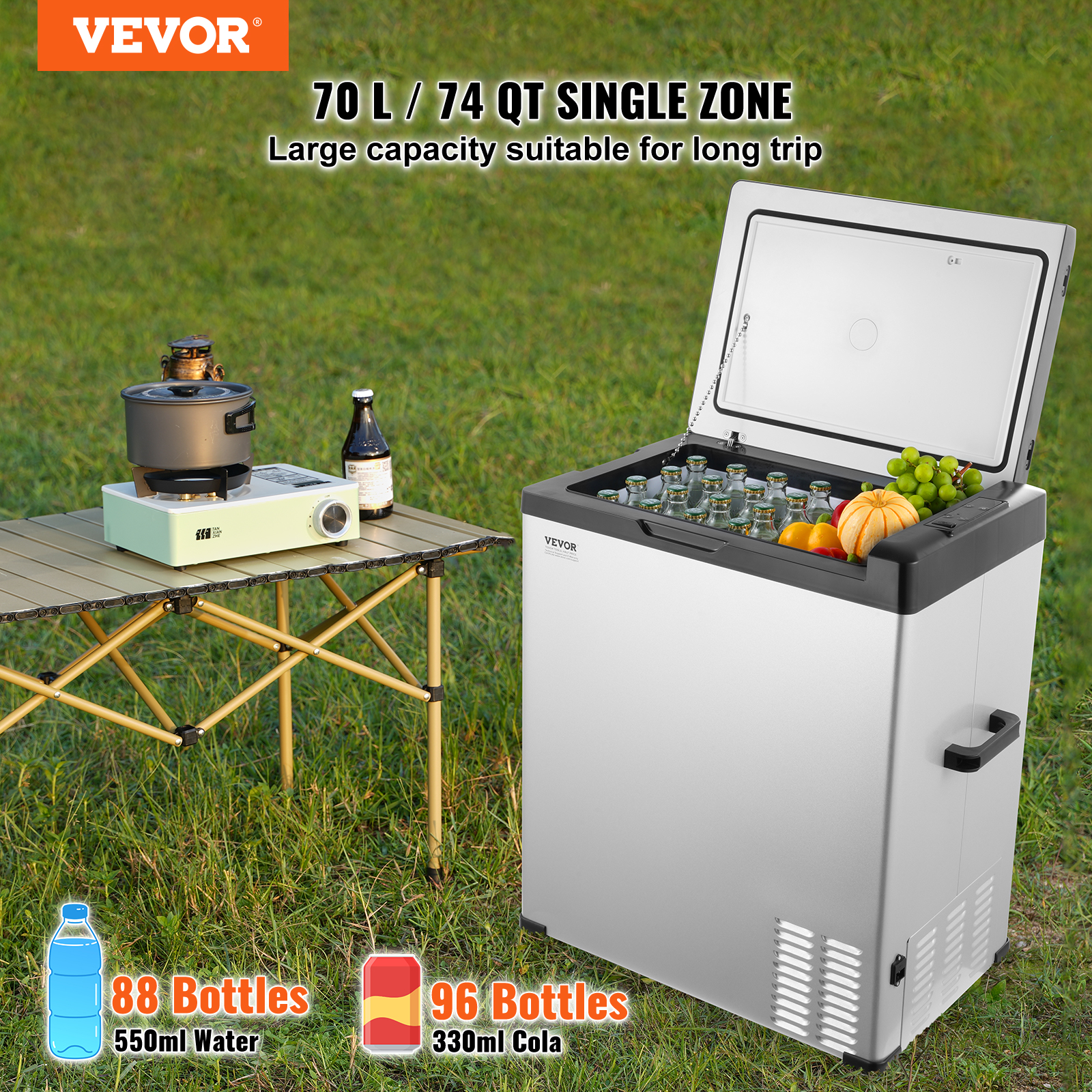 VEVOR 8/15/20/25/30/45/50/75L Portable Car Refrigerator Freezer Single Zone APP