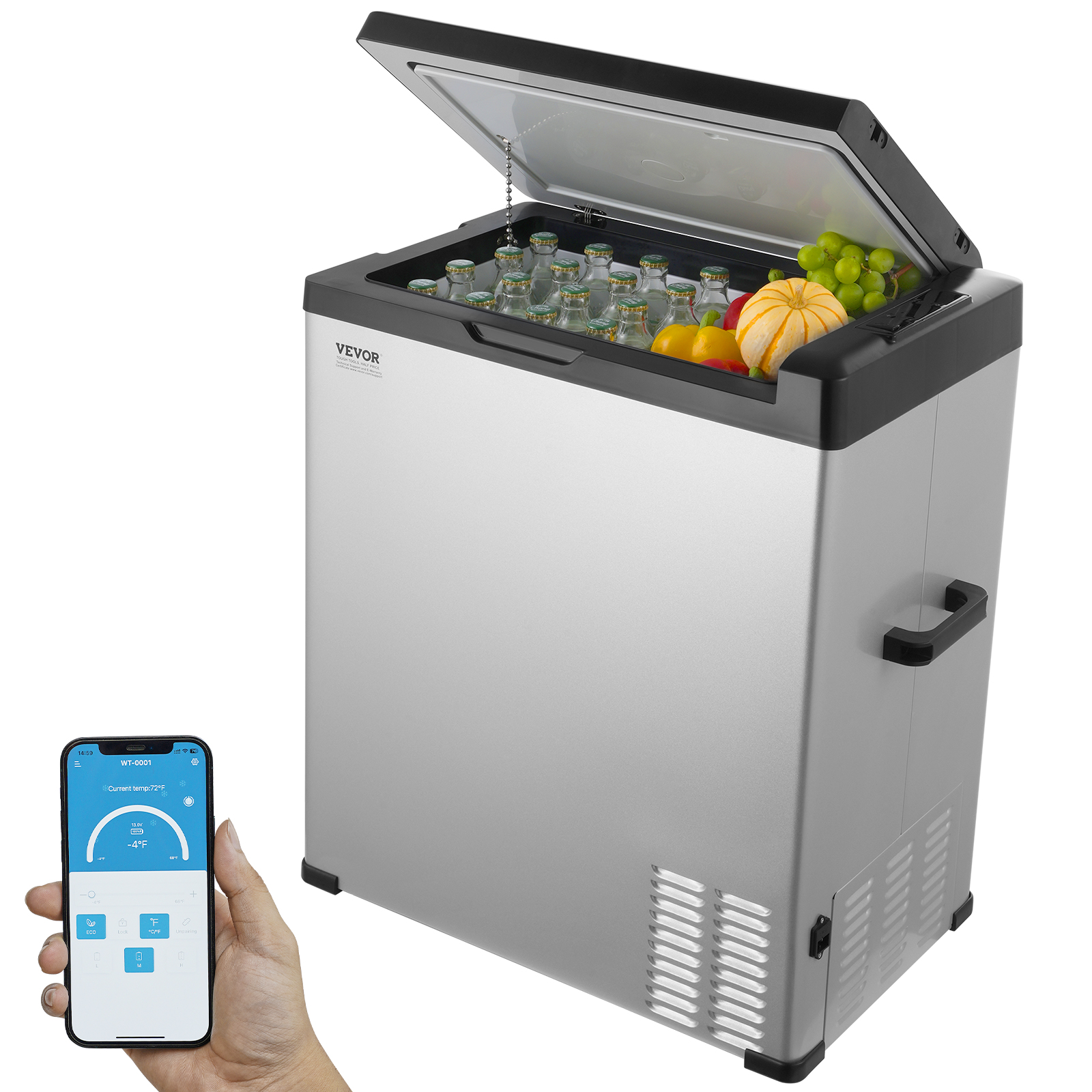 VEVOR 8/15/20/25/30/45/50/75L Portable Car Refrigerator Freezer Single Zone APP