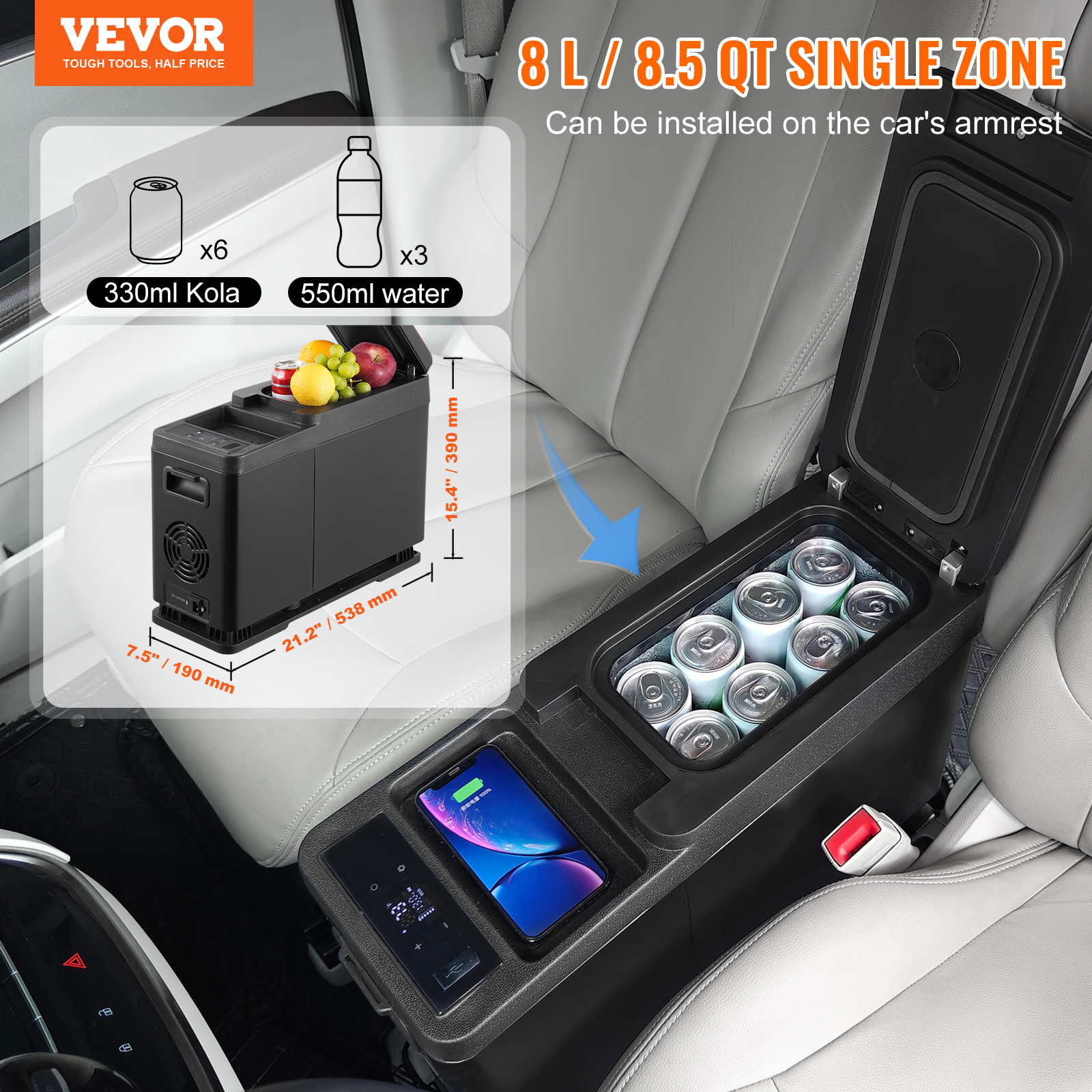 VEVOR 8/15/20/25/30/45/50/75L Portable Car Refrigerator Freezer Single Zone APP