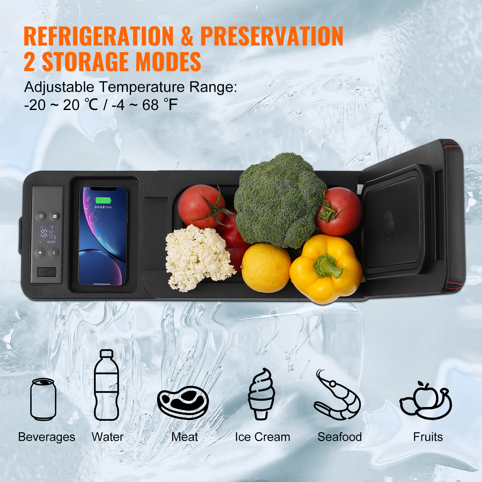 VEVOR 8/15/20/25/30/45/50/75L Portable Car Refrigerator Freezer Single Zone APP