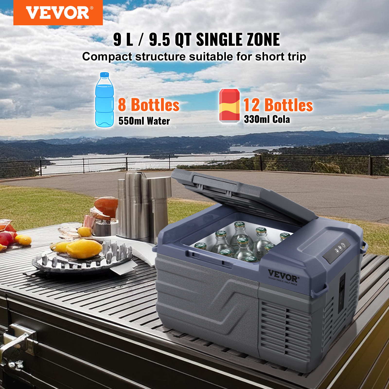 VEVOR 8/15/20/25/30/45/50/75L Portable Car Refrigerator Freezer Single Zone APP