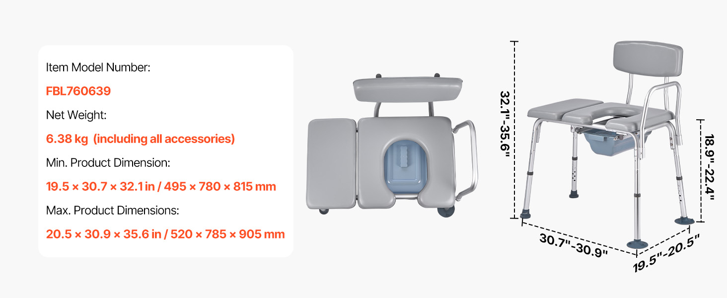 volledige weergave van de commode stoel