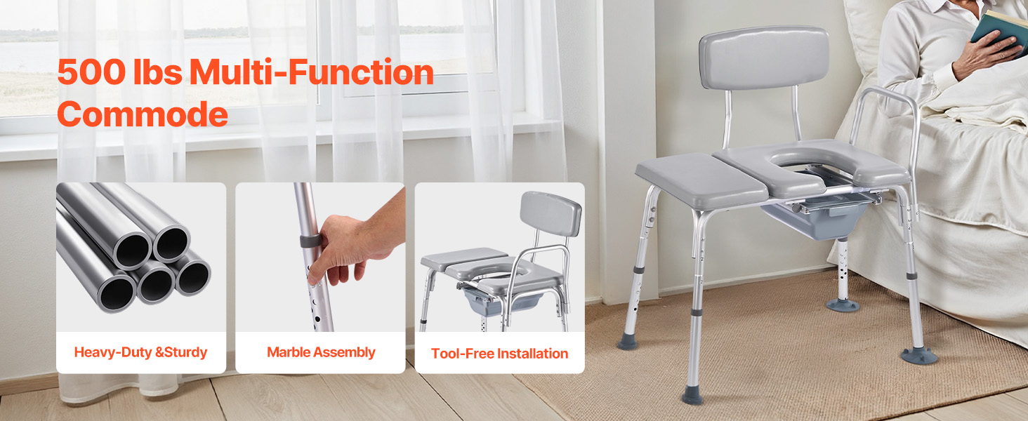 versterkt frame commode stoel
