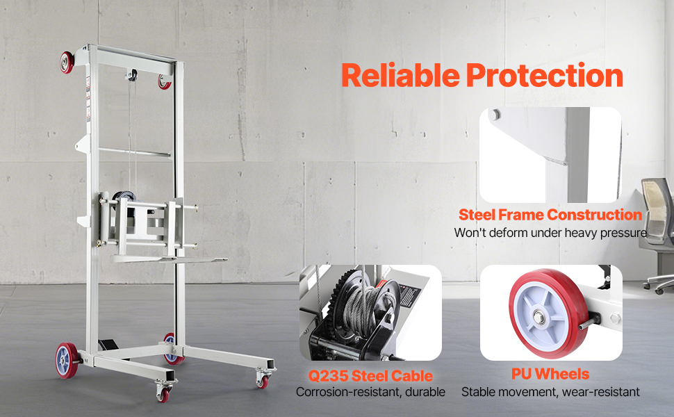 Material Lift Winch Stacker 551 lbs Capacity Pallet Truck Dolly 70 in Max Lift
