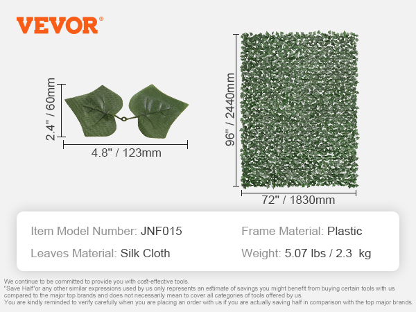 Vevor Ivy Privacy Fence X In Artificial Green Wall Screen