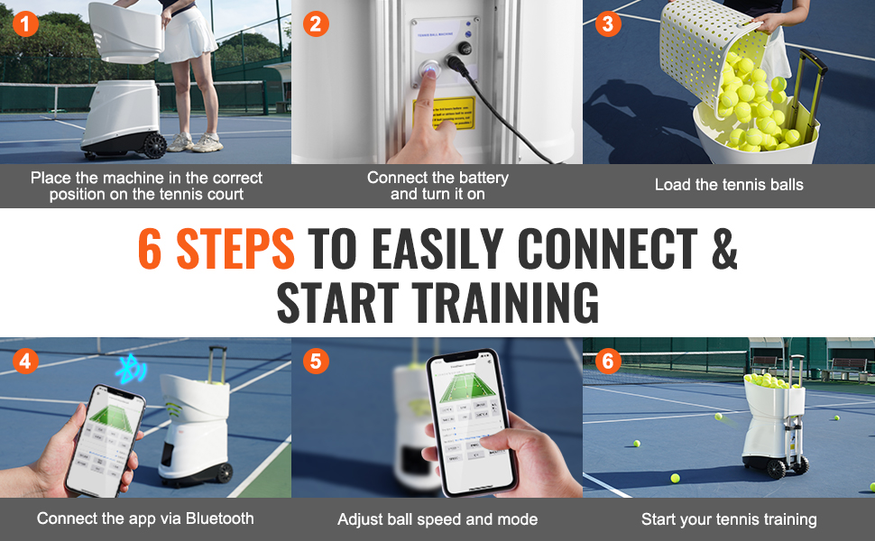 VEVOR Tennis Ball Machine Automatic Portable Ball Launcher Training