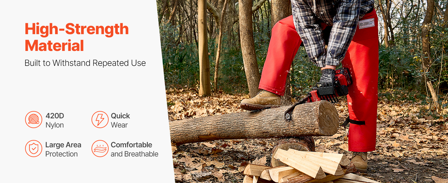 VEVOR Chainsaw Chaps Wrap, Class D, 8 Layers Wrap Style Chainsaw Pants - View #3