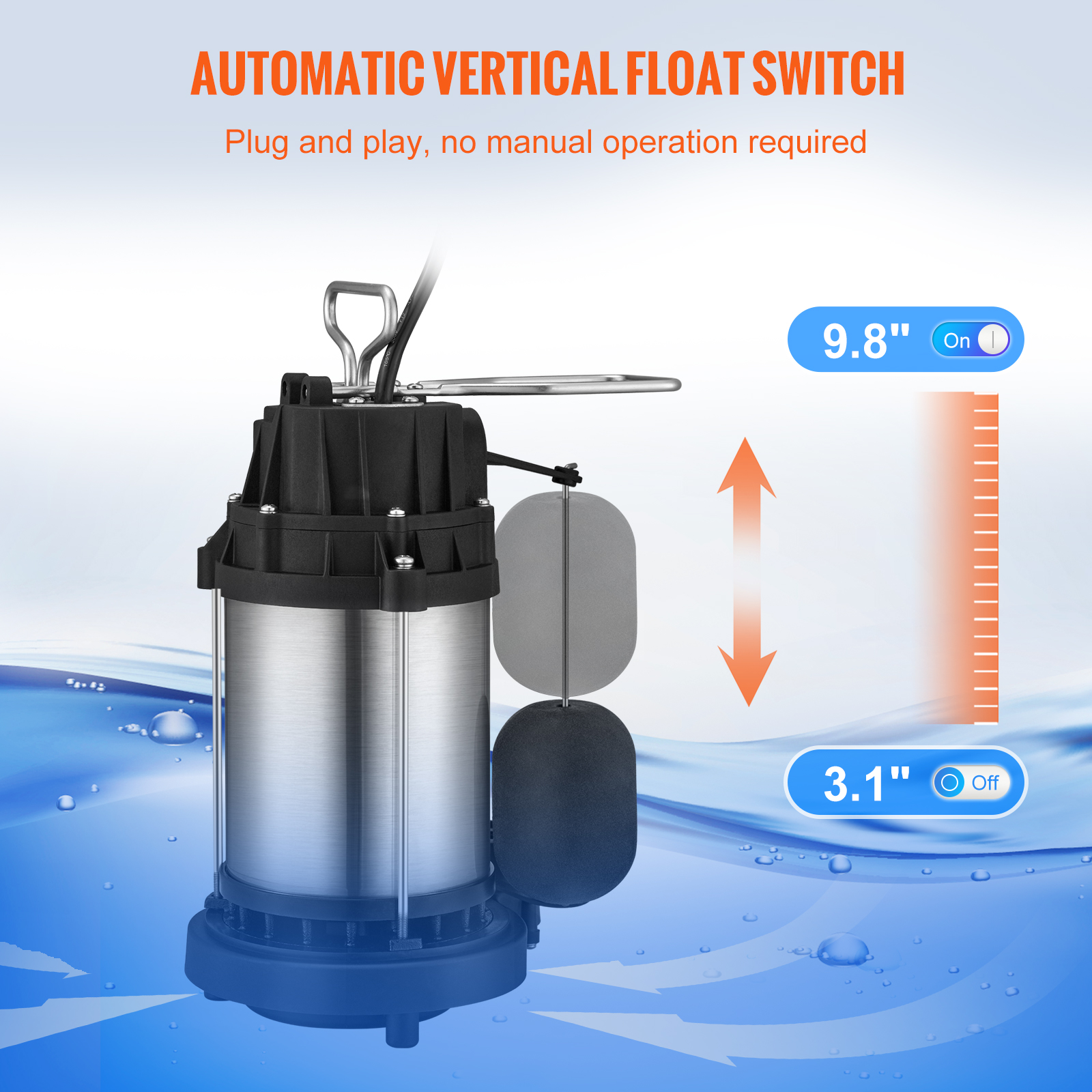 Submersible Sump Pump Water Pump 0.5/0.75/1/1.5 HP 66/72/93/98/100GPM Flow - Picture 7 of 62