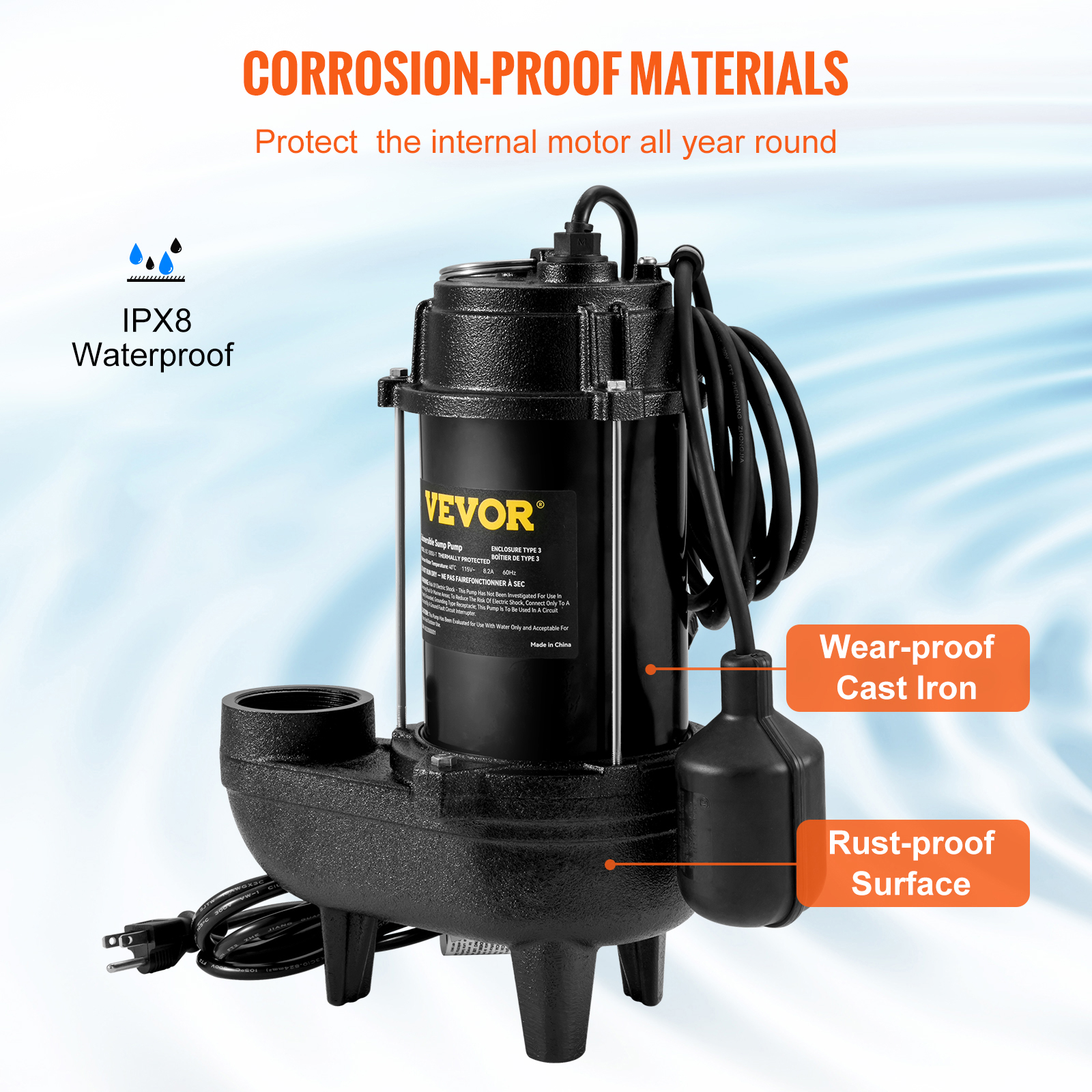 Submersible Sump Pump Water Pump 0.5/0.75/1/1.5 HP 66/72/93/98/100GPM Flow - Picture 42 of 62