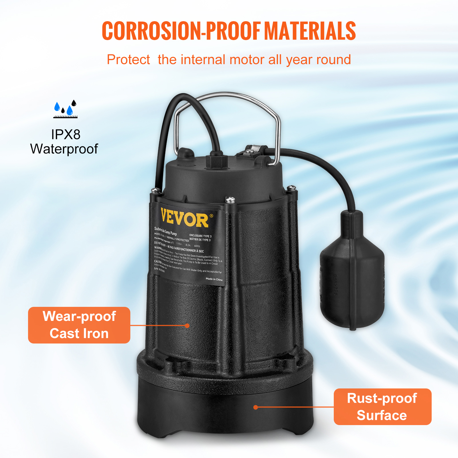 Submersible Sump Pump Water Pump 0.5/0.75/1/1.5 HP 66/72/93/98/100GPM Flow - Picture 30 of 62