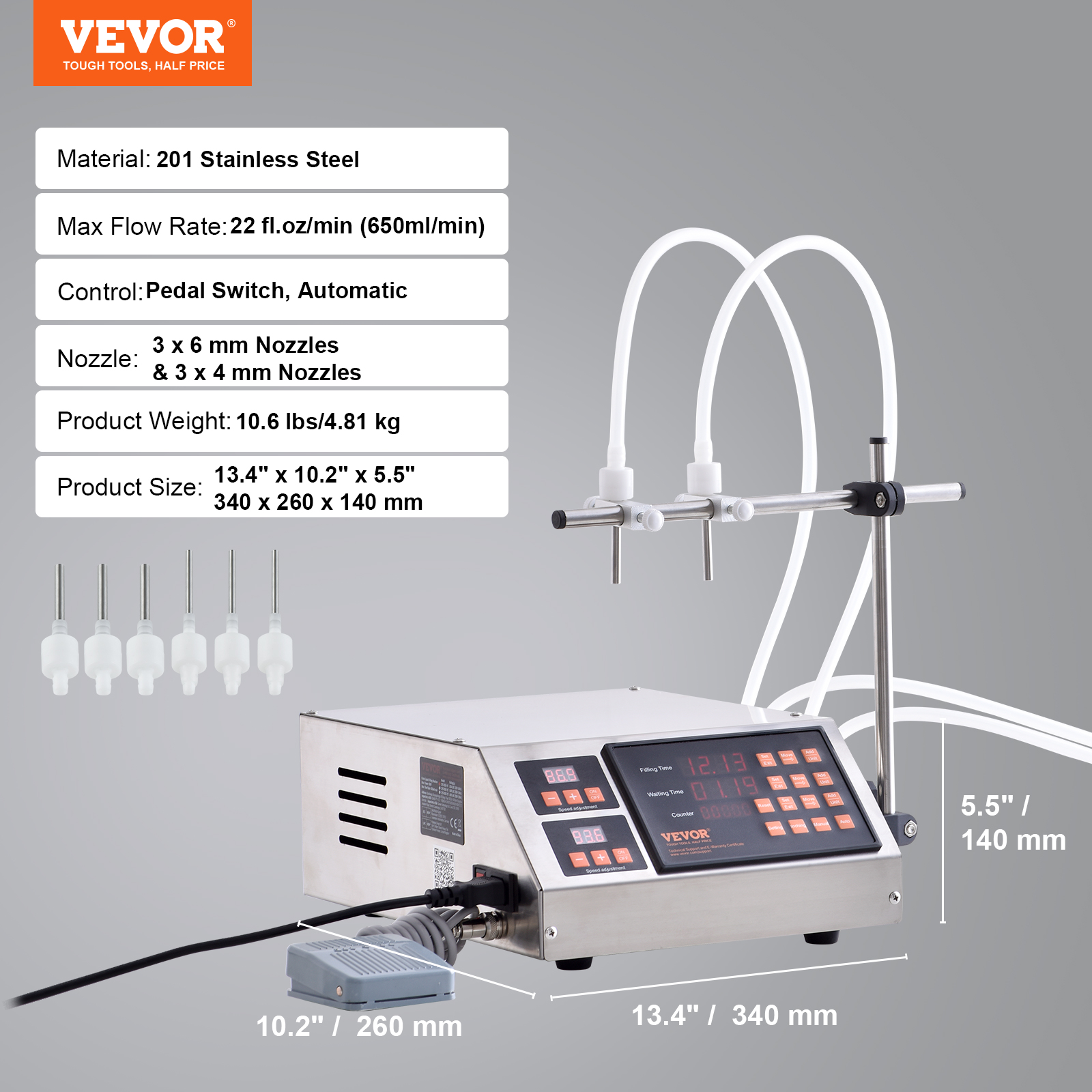 VEVOR Automatic Liquid Filling Machine Digital Control Bottle Filler 5-50/5-300g - Picture 79 of 96