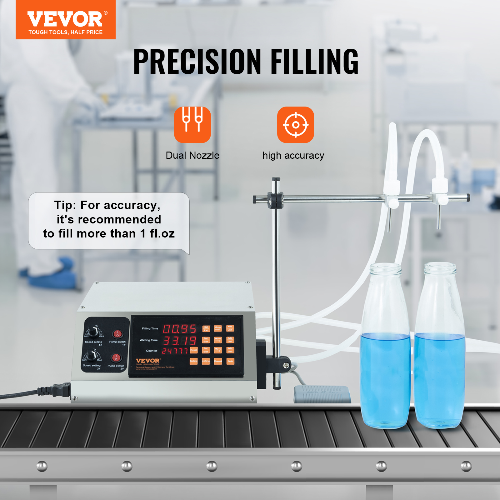 VEVOR Automatic Liquid Filling Machine Digital Control Bottle Filler 5-50/5-300g - Picture 26 of 96