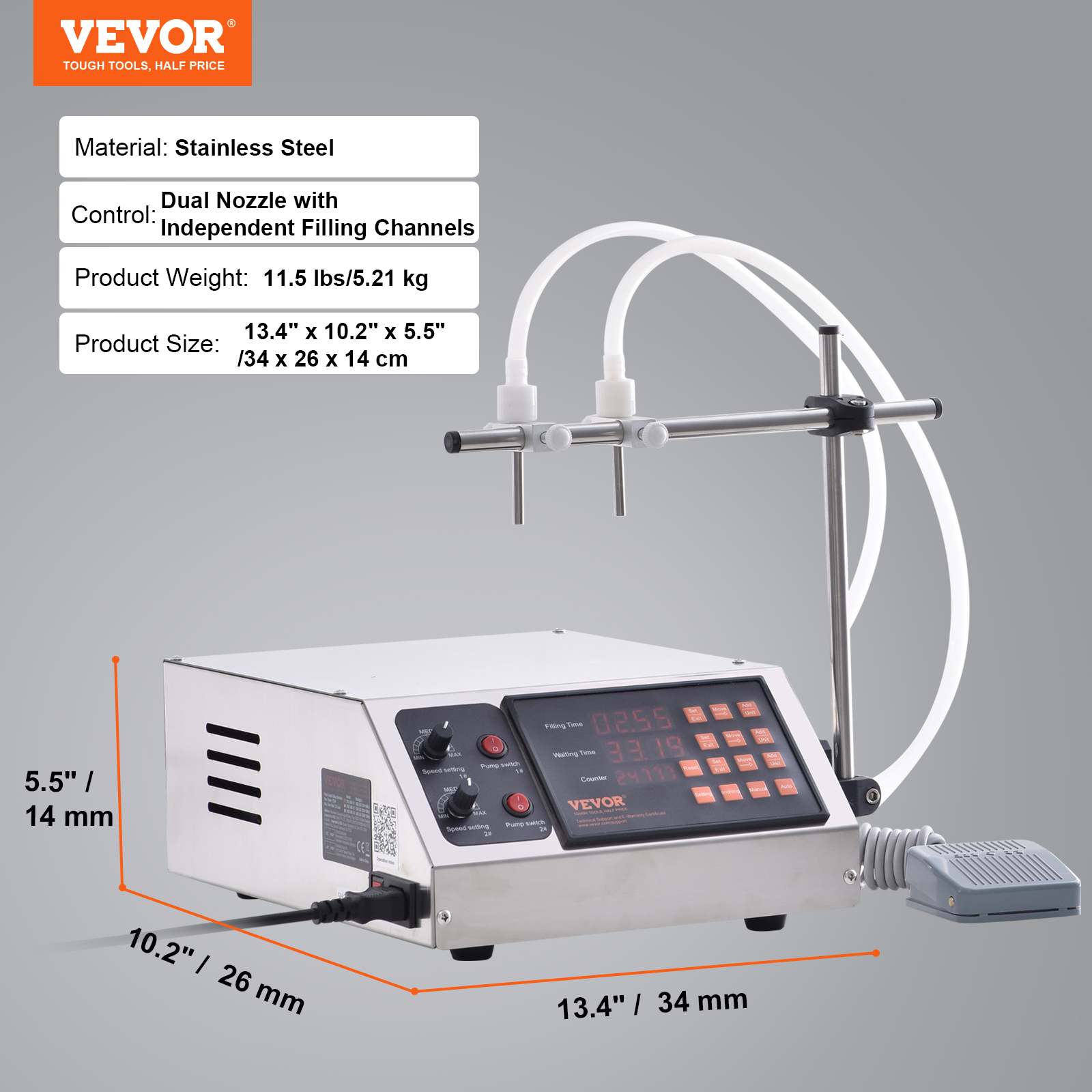 VEVOR Automatic Liquid Filling Machine Digital Control Bottle Filler 5-50/5-300g - Picture 31 of 96