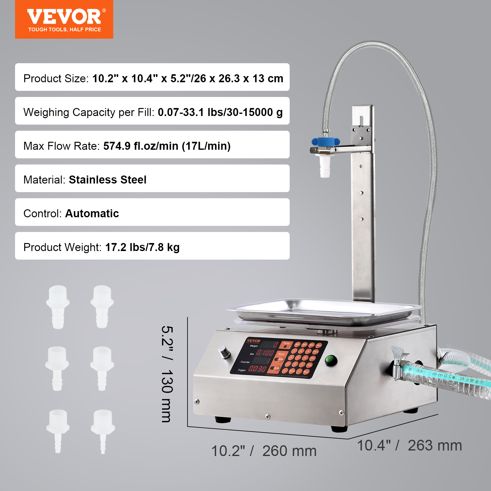 VEVOR Automatic Liquid Filling Machine Digital Control Bottle Filler 5-50/5-300g - Picture 55 of 96