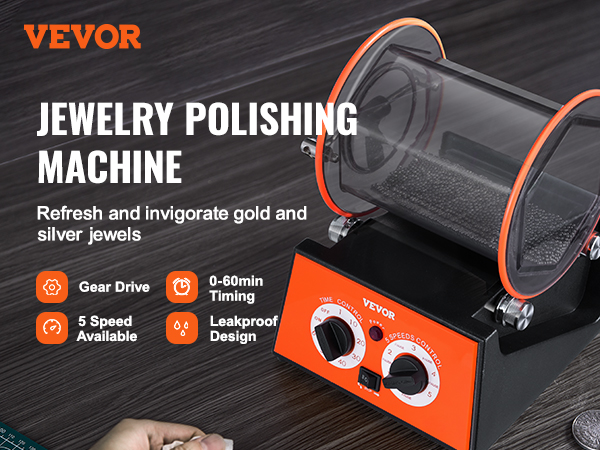 Jewelry Polisher Tumbler, 11lbs/5kg Capacity Mini Rotary Tumbler Machine  with 0-60 Minutes Timer, 5 Speeds Jewelry Rotary Finisher for Surface  Polishing Grinding Buffing Gemstones Jewels Coins