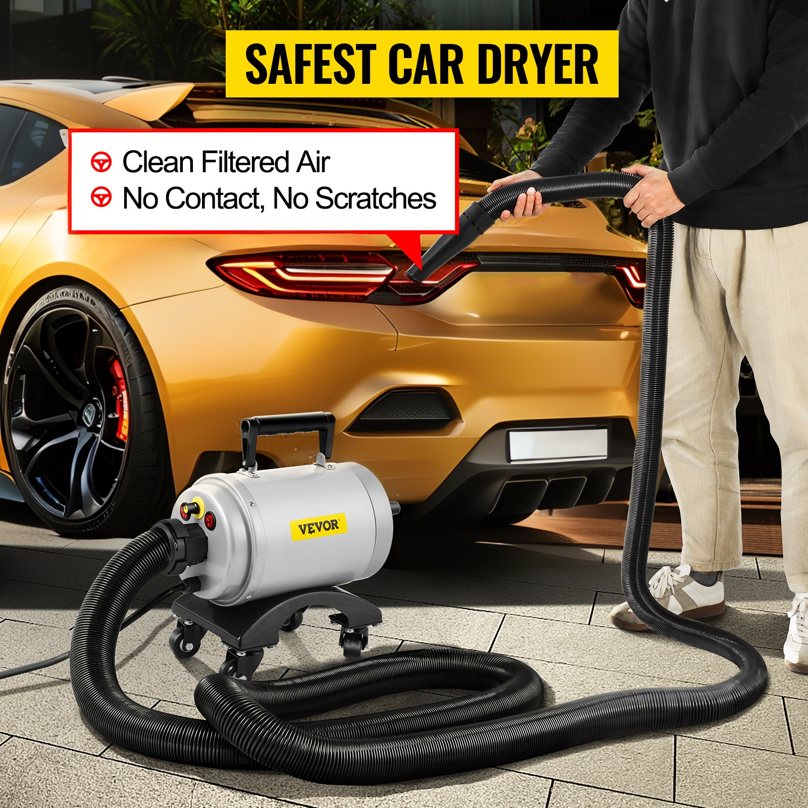 VEVOR Car Air Dryer Blower, 5.0HP Powered Temp High Velocity Car Dryer Air Blower 180 CFM 110V 5