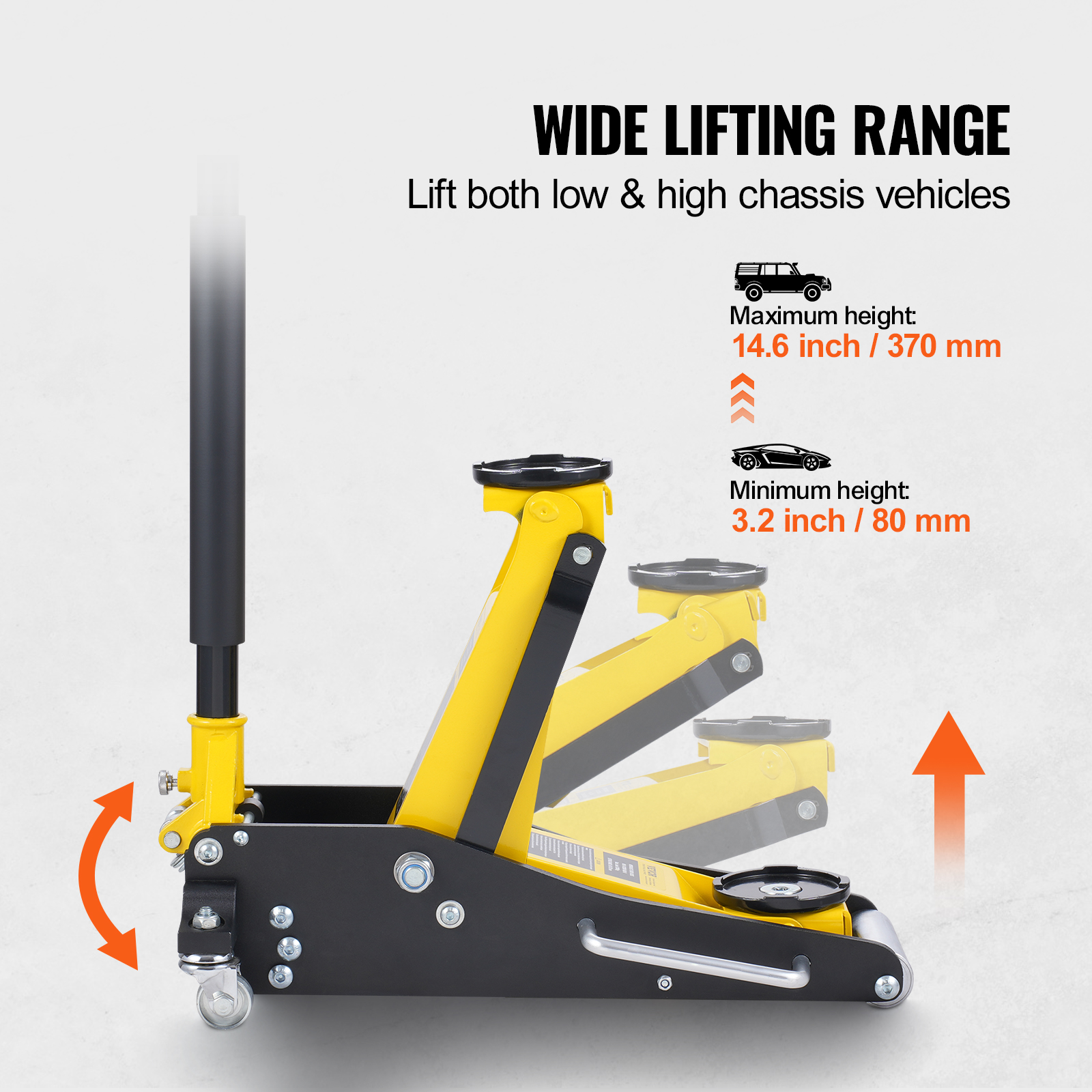 VEVOR Low Profile Floor Jack 1.5-3T Heavy Duty Single/Dual Piston Hydraulic Pump