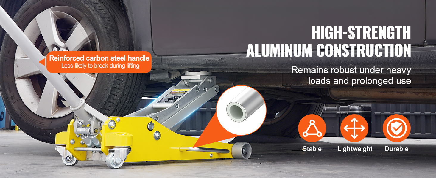 VEVOR 3-Ton Low Profile Steel Floor Jack - Dual Piston, Rapid Pump For Cars & SUVs