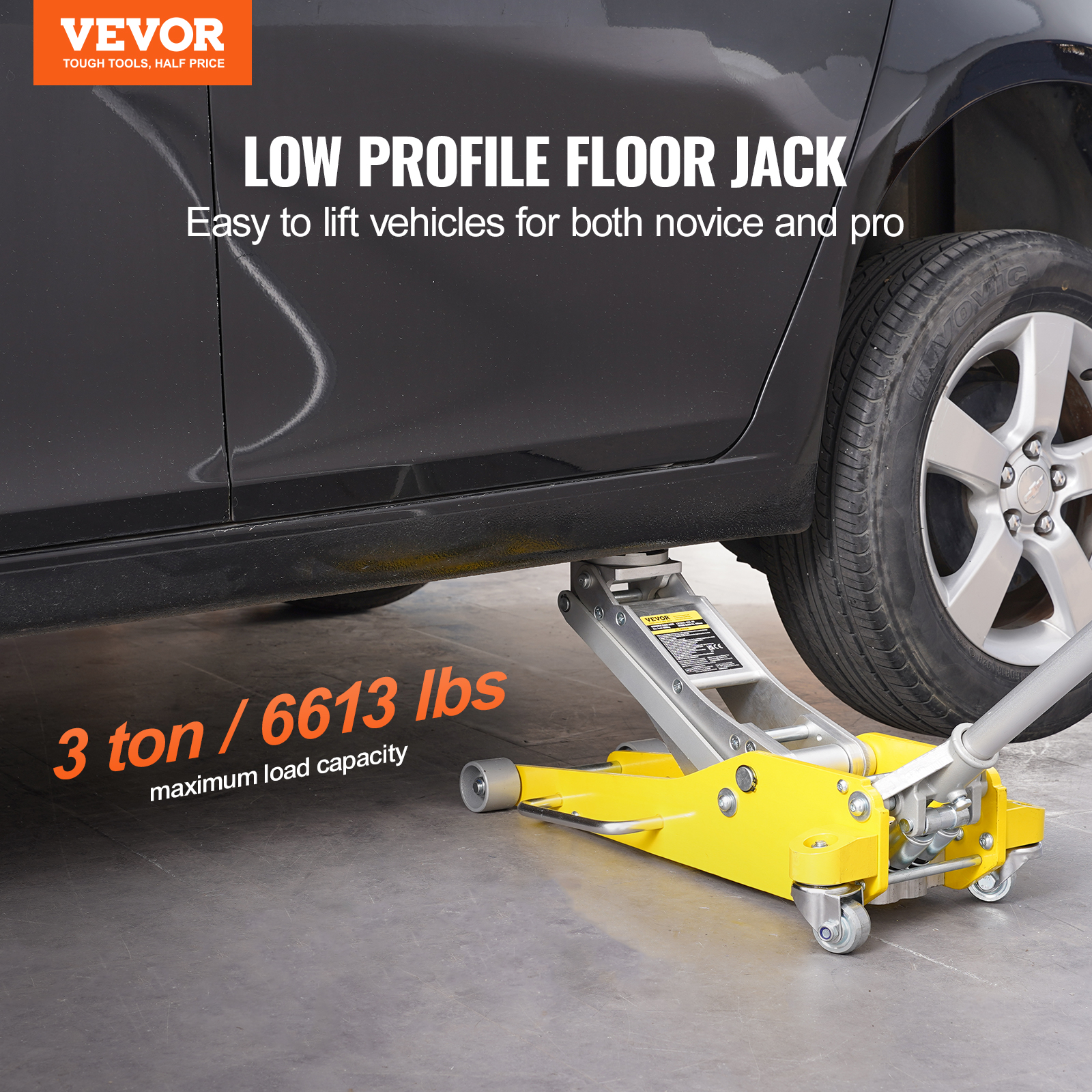 VEVOR Low Profile Floor Jack 1.5-3T Heavy Duty Single/Dual Piston Hydraulic Pump