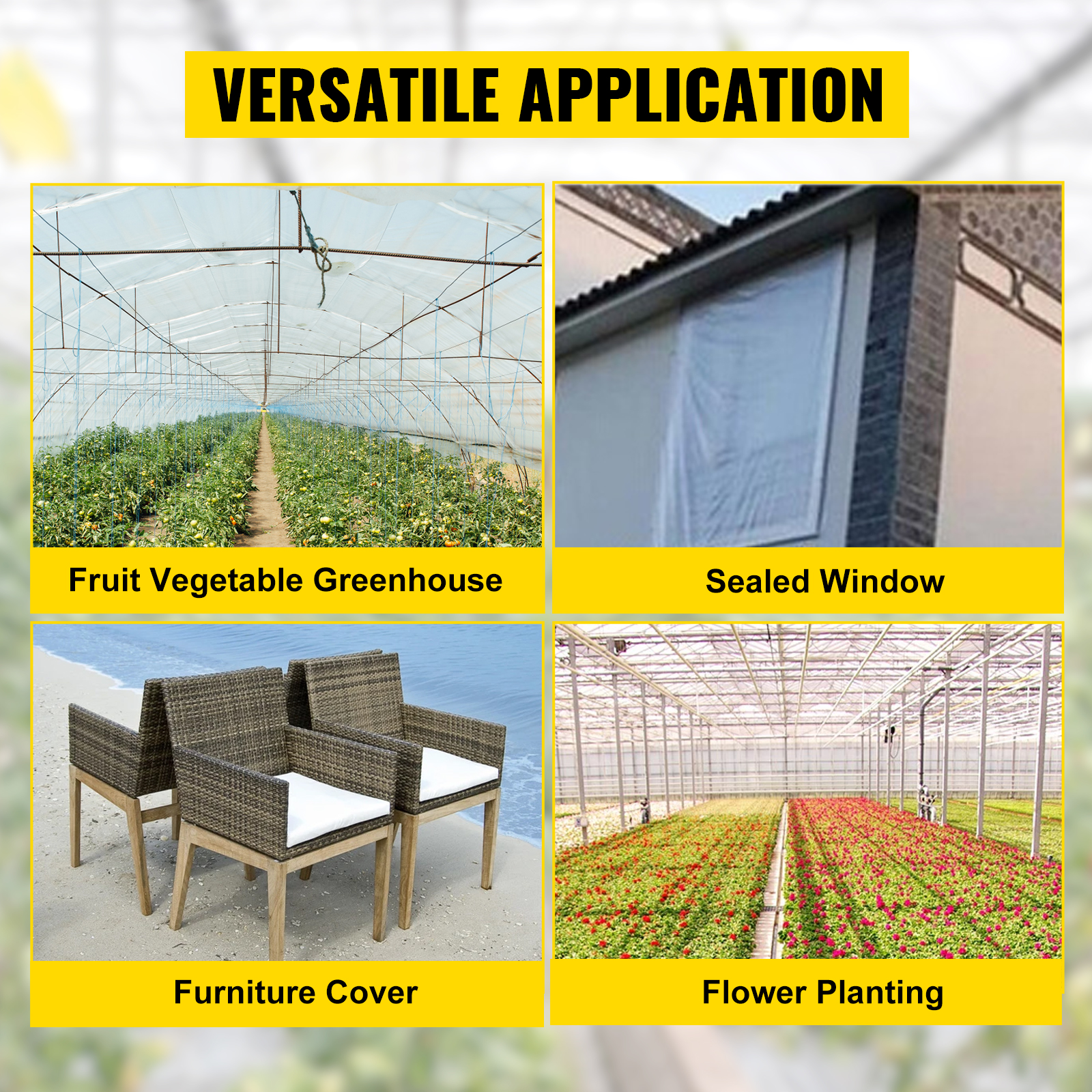 VEVOR Greenhouse Film, 10' x 100' Greenhouse Plastic Sheeting, 6 mil