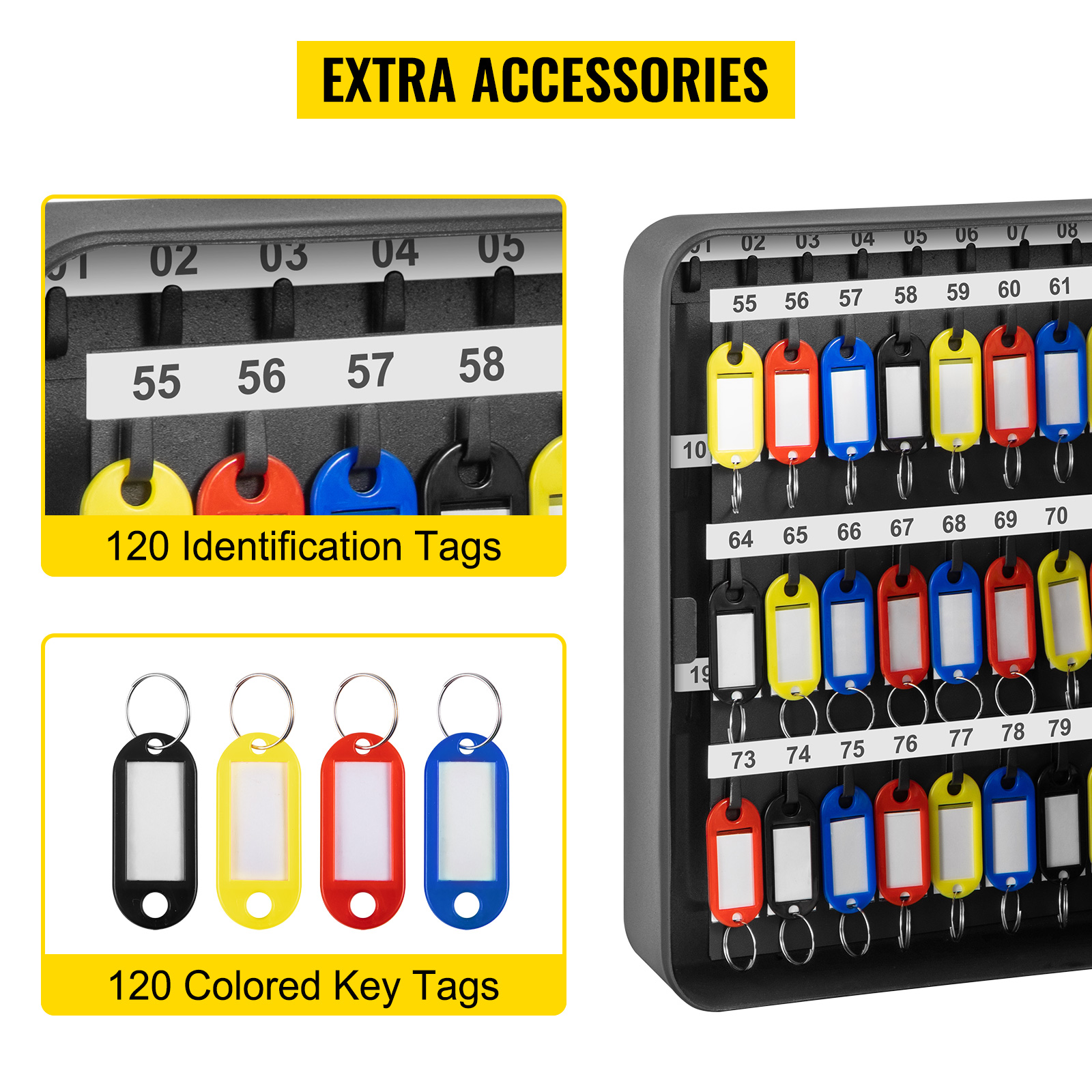 Soporte de pared para caja de llaves, 48 ganchos y etiquetas, gabinete de  llave de seguridad de acero, caja de bloqueo de llave con código, gabinete