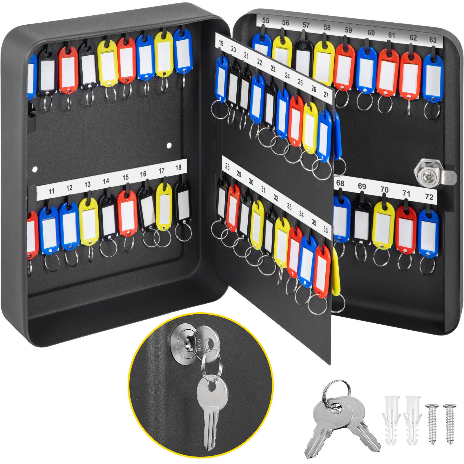 100 Hook Key Box Cabinet Holder Safe Secure Storage Valet Wall Mount Lock NEW 