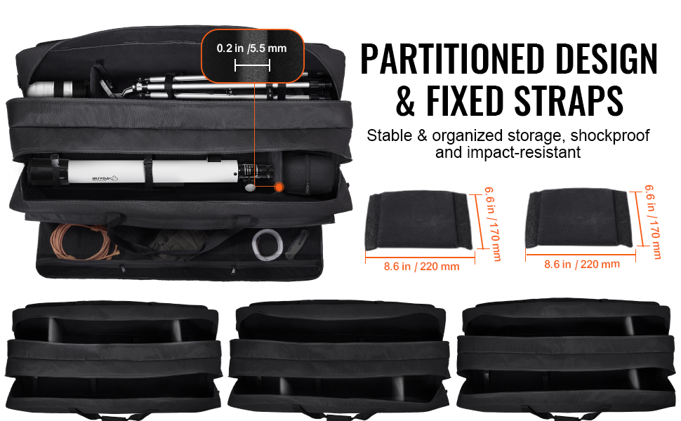 BagMate 35" Telescope Carrying Case - Shockproof, Water-Resistant, With Adjustable Shoulder Strap