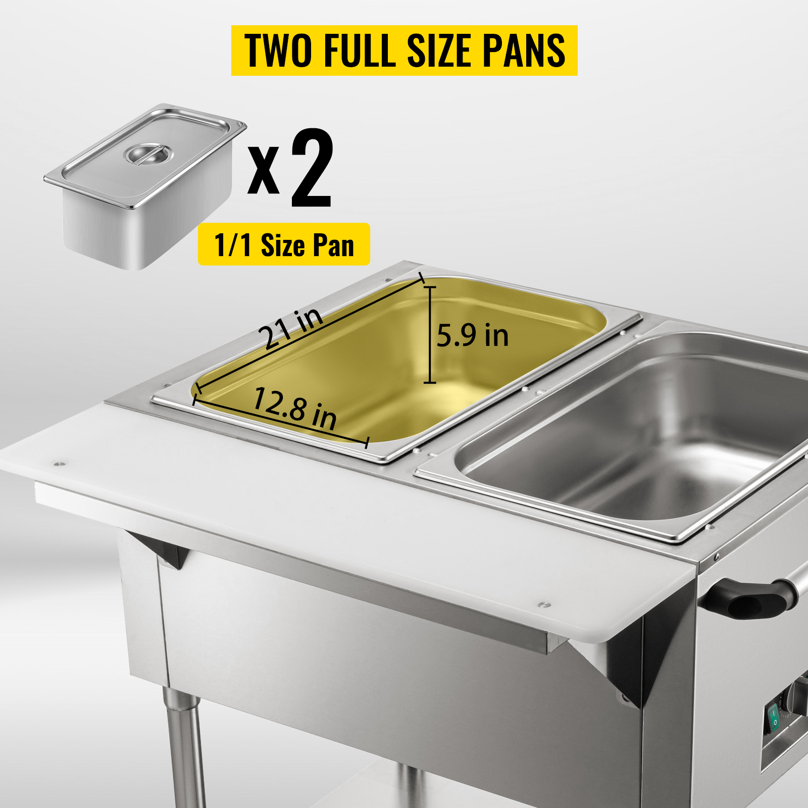 VEVOR 4 Pan x 1/2 GN Stainless Steel Commercial Food Steam Table 6