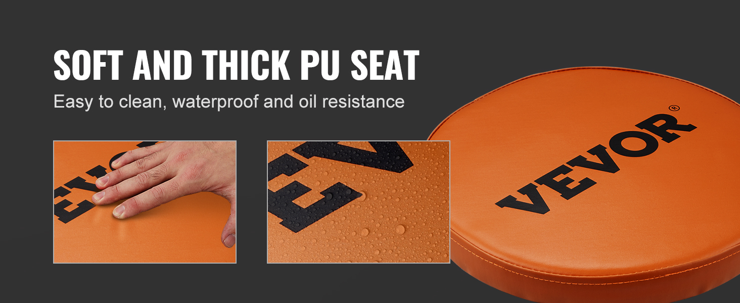 soft and thick pu seat of VEVOR mechanics creeper seat, easy to clean, waterproof, and oil resistant.