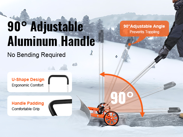 Vevor Snow Shovel With Wheels 30 Inch Snow Shovel For Driveway Metal