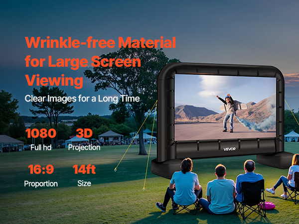 Ecran Gonflable Écran Projection Gonflable 6,1m - Extérieur - 16:9 - Avec Souffleur Et Accessoires Cinema Plein Air