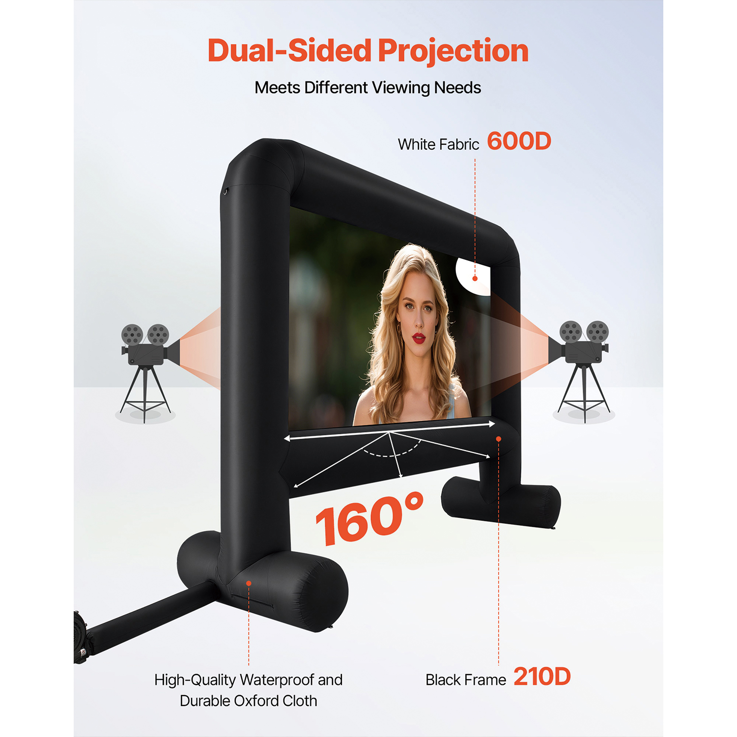 Inflatable Movie Screen 16:9 600D Movie Projection with Portable Bag