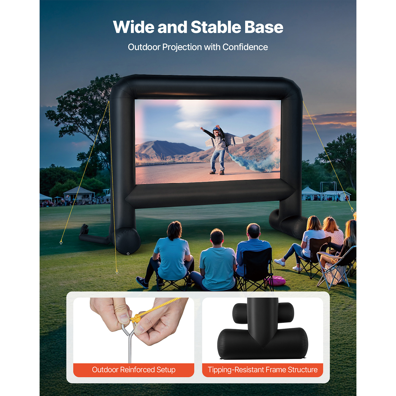 Inflatable Movie Screen 16:9 600D Movie Projection with Portable Bag