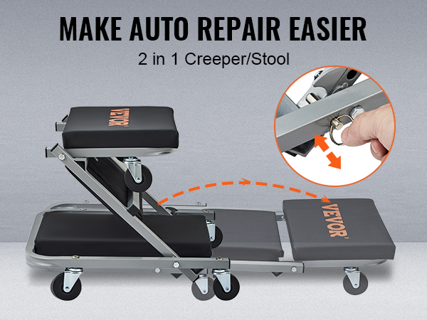 VEVOR 2 in 1 Z Creeper Seat Rolling Chair Auto Mechanics Shop