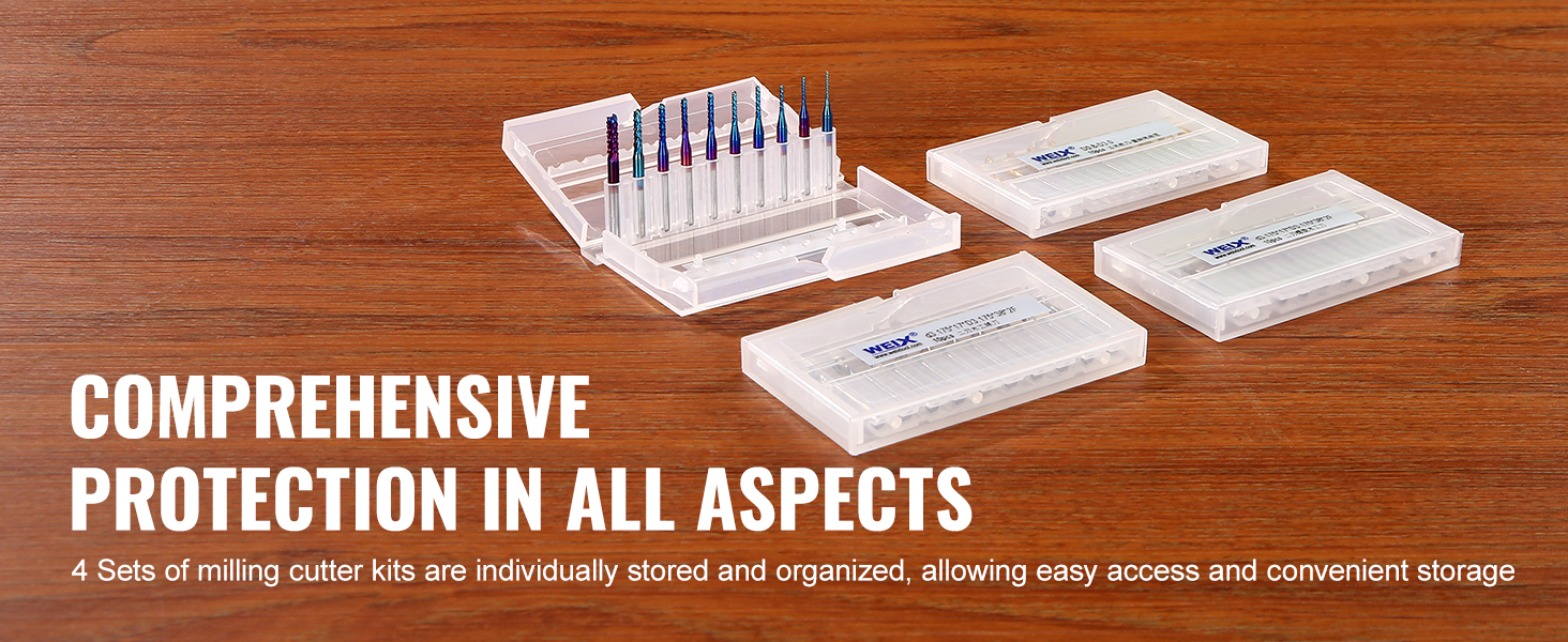 Genmitsu 40-Piece CNC Router Bits Set - 1/8" Shank End Mills With Nano Blue & Titanium Coating