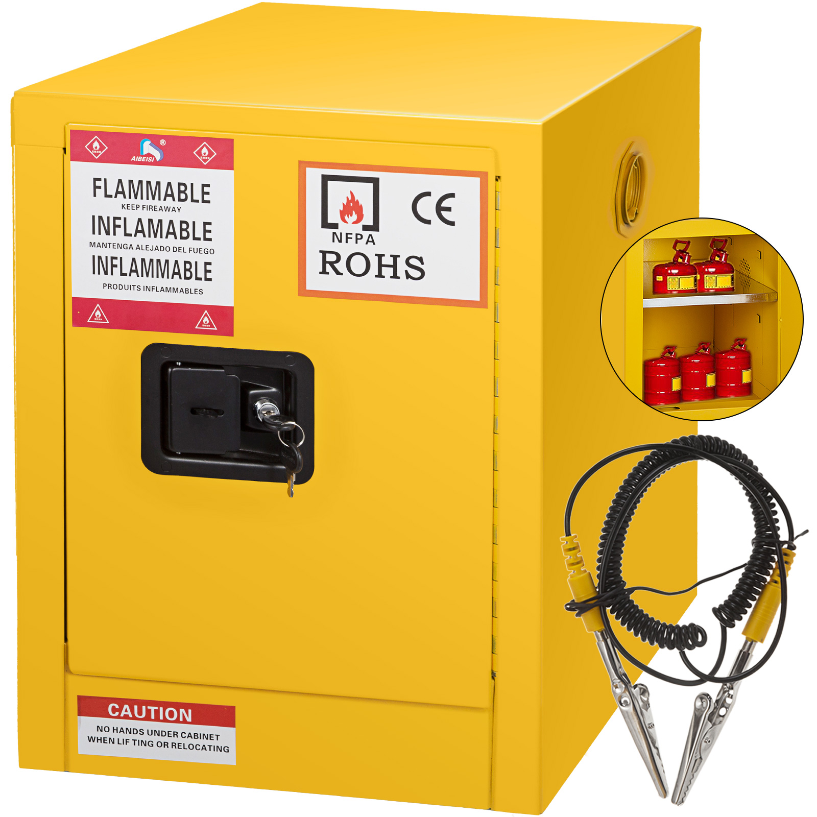 11/12/16/30/45Ga Safety Storage Cabinet Yellow Flammable Welded Bin Fireproof - Picture 3 of 62
