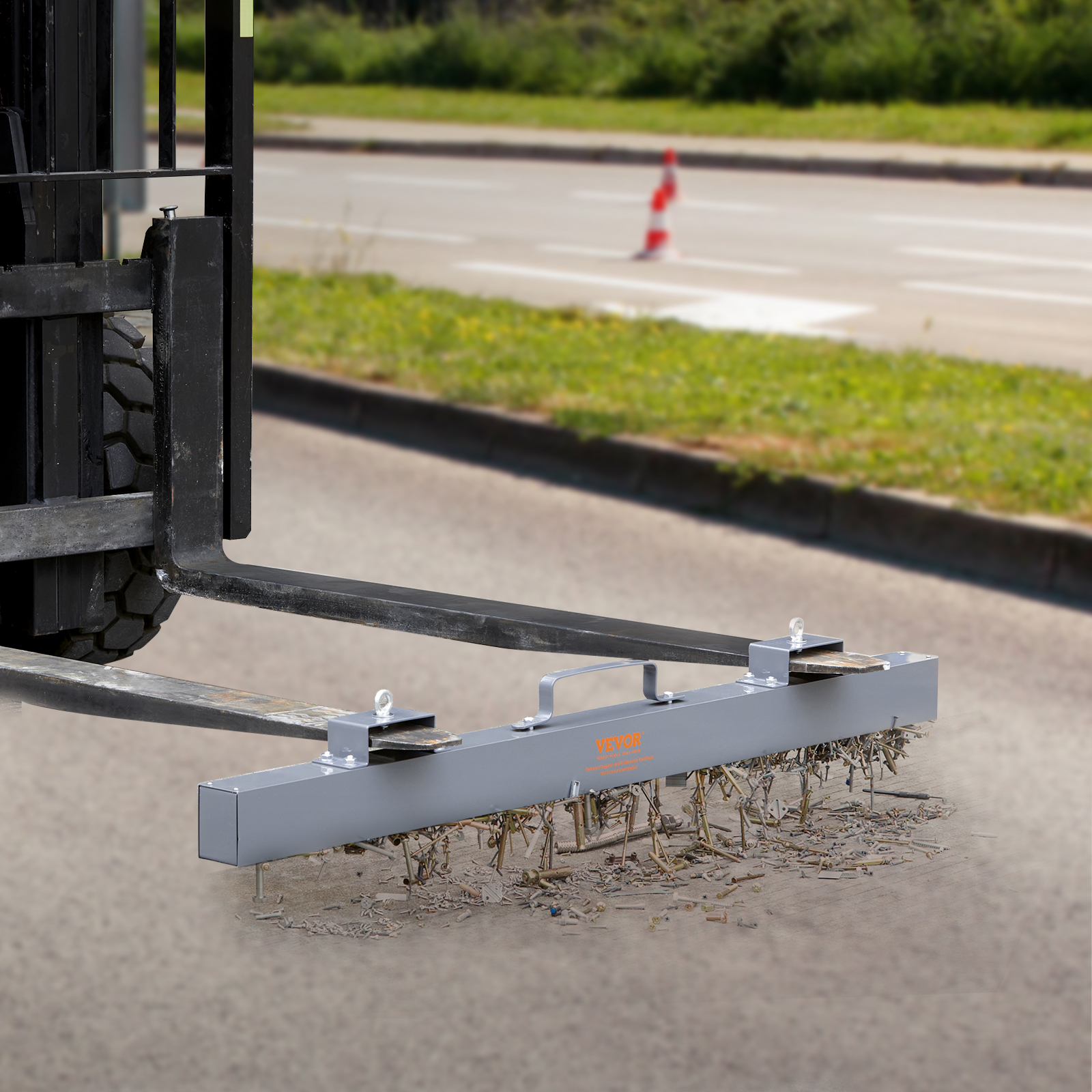 VEVOR 60in Hanging Magnet Magnetic Sweeper Tool 93lb Lifting Magnet Forklift - Picture 8 of 12