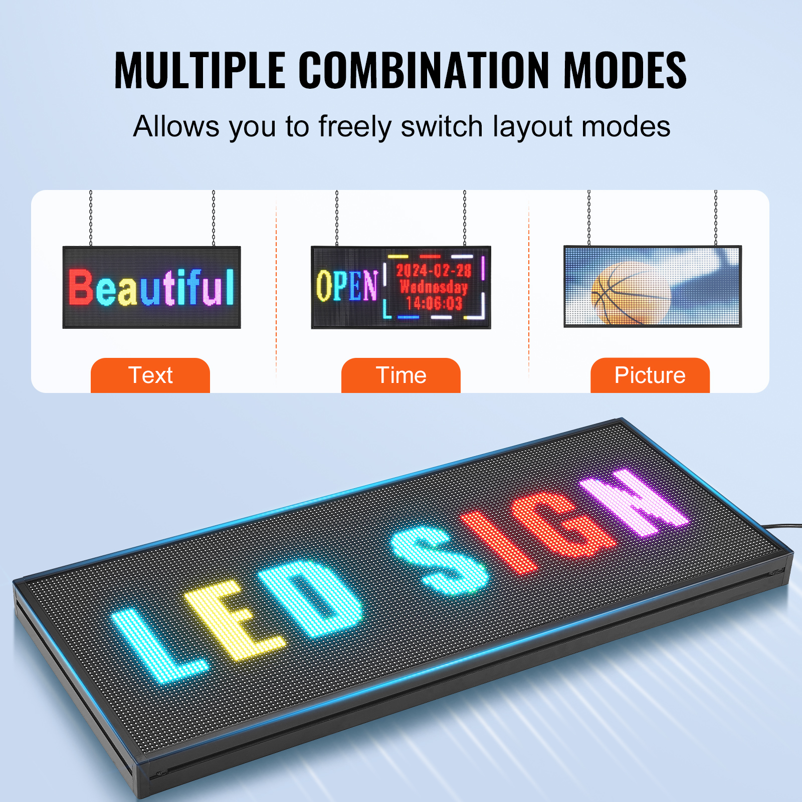 VEVOR LED Display Programmierbar Nachricht Schild 99x19cm Bewegen Beleuchtung - Bild 92 von 98